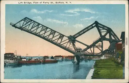 Ansichtskarte Buffalo Fähren-Straßenbrücke/Ferry-Street-Left-Bridge 1925