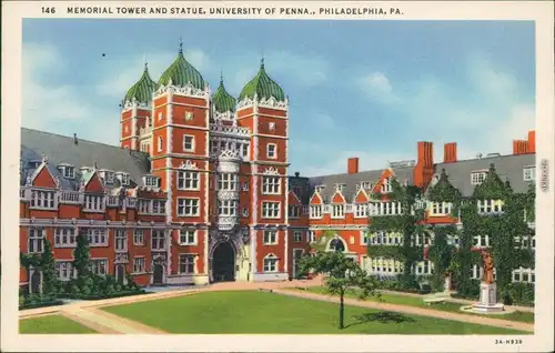 Philadelphia Universität/University - Memorial Tower and Statue 1929