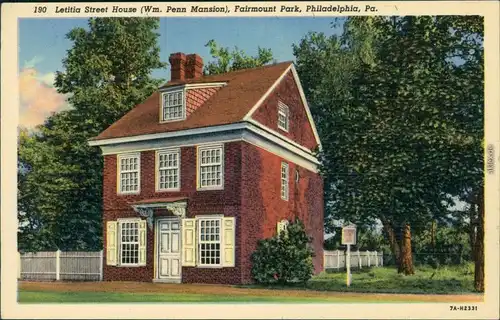 Philadelphia Letitia Street House Wm. Penn Mansion, Fairmount Park 18. Jh. 1929