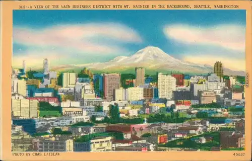 Ansichtskarte Seattle Blick über die Stadt 1940 