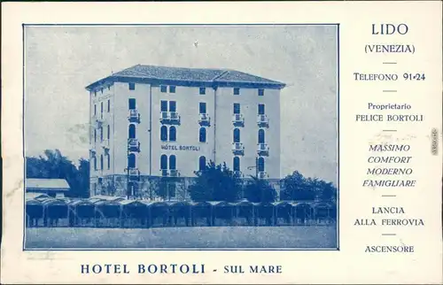 Ansichtskarte Lido di Venezia-Venedig Venezia Hotel Bortoli Sul Mare 1930