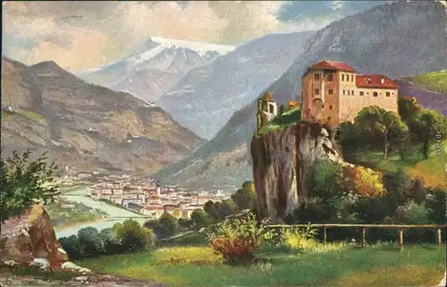 Ansichtskarte Bozen Bolzano Künstlerkarte Schloß Hasselburg Stadt 1907 