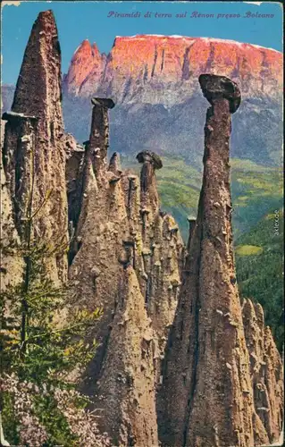 Ansichtskarte Bozen Bolzano Piramidi di terra sul Renon 1914 