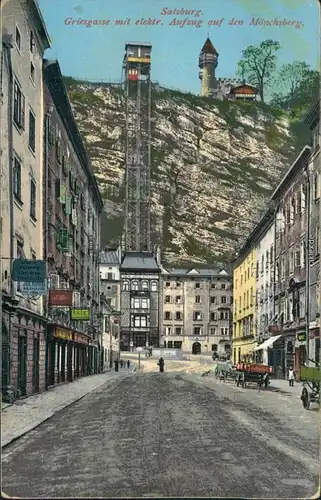 Ansichtskarte Salzburg Straße, Geschäfte - Griesgasse 1914 