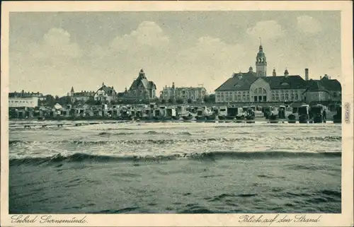 Ansichtskarte Swinemünde Świnoujście Strand und Hotels 1931 