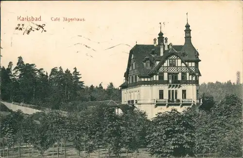 Ansichtskarte Karlsbad Karlovy Vary Cafe Jägerhaus 1905 