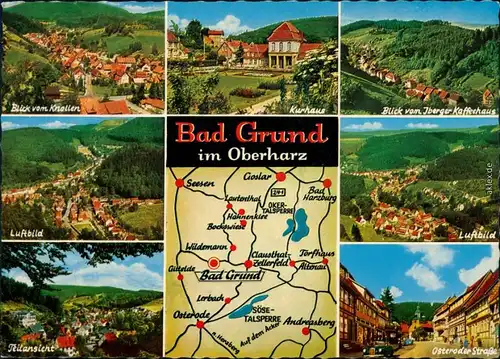 Bad Grund (Harz) Luftbild, Panorama-Ansichten, Kurhaus, Osteroder Straße 1967