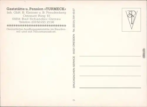 Ansichtskarte Bad Schandau Gaststätte u. Pension "Turmeck" 1980