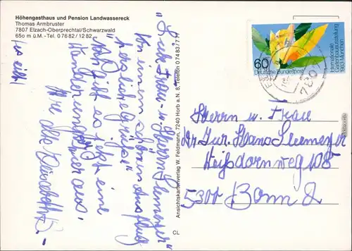 Ansichtskarte Elzach Höhengasthaus und Pension Landwassereck 1983