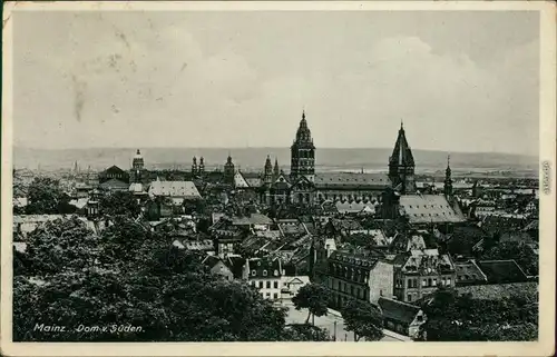 Ansichtskarte Mainz Blick auf Stadt und Platz von Süden 1938 