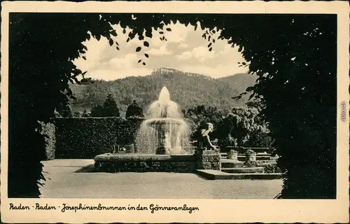 Ansichtskarte Baden-Baden Josephinenbrunnen in den Gönneranlagen 1934