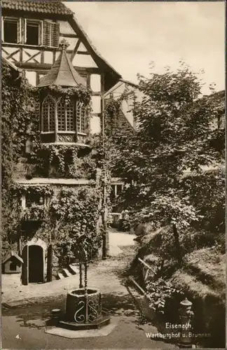 Ansichtskarte Eisenach Wartburghof mit Brunnen 1928 