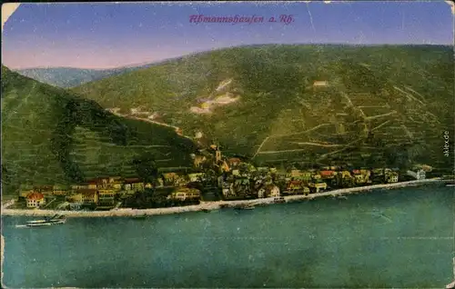 Assmannshausen am Rhein-Rüdesheim (Rhein) Blick auf die Stadt 1914 