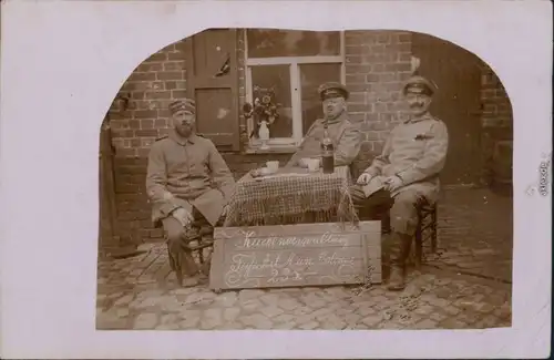 Ansichtskarte  Küchenverwaltung - Scherzkarte, Soldaten WK1 Privatfoto 1915 