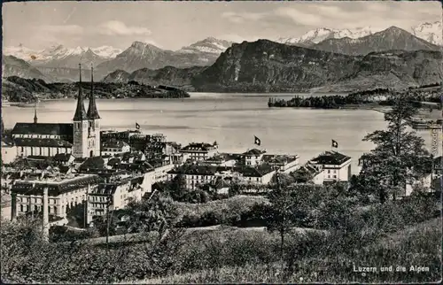 Ansichtskarte Luzern Lucerna Panorama-Ansicht 1949