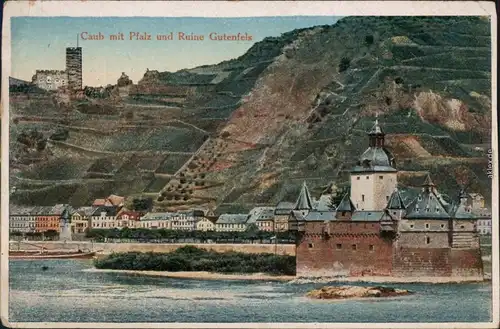 Ansichtskarte Kaub Künstlerkarte: Burg Pfalzgrafenstein 1910