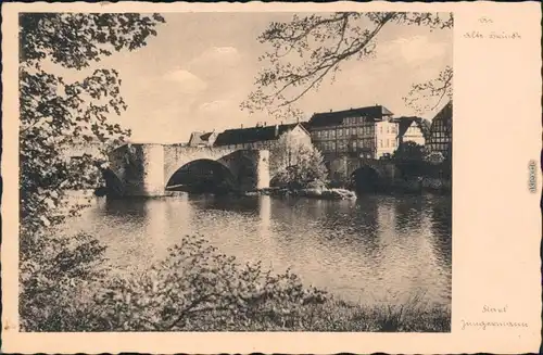 Ansichtskarte Melsungen Blick auf Stadt und Brücke 1935 