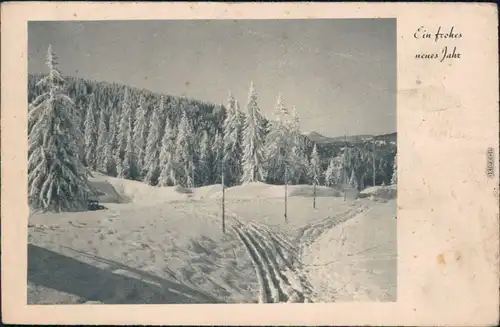 Ansichtskarte  Glückwunsch - Neujahr: Schneebedeckter Wald 1942