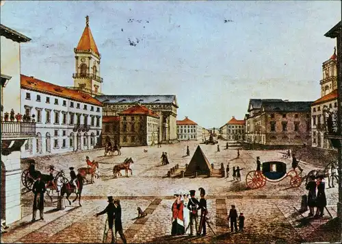Ansichtskarte Karlsruhe Marktplatz - Alter Stich 1981