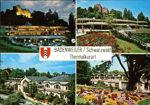 Ansichtskarte Badenweiler Burgruine und Gasthof, Ortsmotiv, Kuranlage 1976