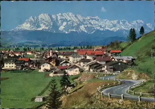 Wallgau Panorama-Ansicht mit Blick gegen das Wettersteingebirge 1965