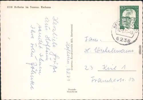 Ansichtskarte Hofheim (Taunus) Kurhaus 1971