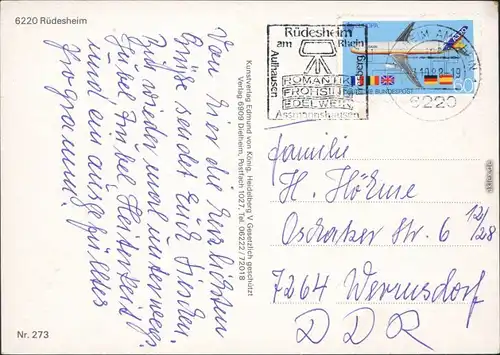 Ansichtskarte Rüdesheim (Rhein) Drosselgasse 1988