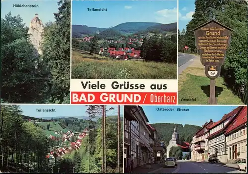 Bad Grund (Harz) Panorama- Osteroder Straße, Hübichenstein, Ortstafel 1981