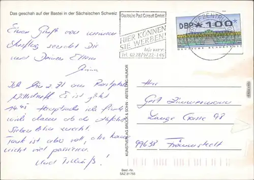 Lohmen (Sachsen) Basteibrücke - Sächsische Schweiz mit Gedicht 2002