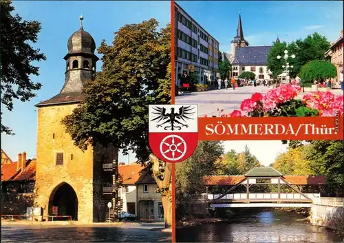 Sömmerda Erfurter Tor, Platz mit Blick zur Kirche, Holzbrücke 1998