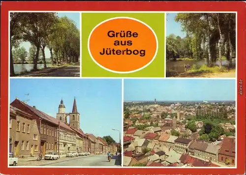 Jüterbog Am Blanken Teich, Am Rohrteich, Leninstraße mit Nikolaikirche g1986