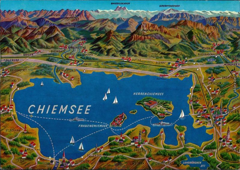 Ansichtskarte Chiemsee Chiemsee (See) - Karte - Zeichnung 1991 Nr