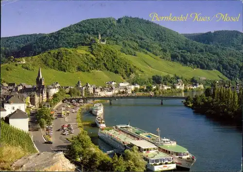 Bernkastel-Kues Berncastel-Cues Panorama-Ansicht mit Dampferanlegestelle 1994