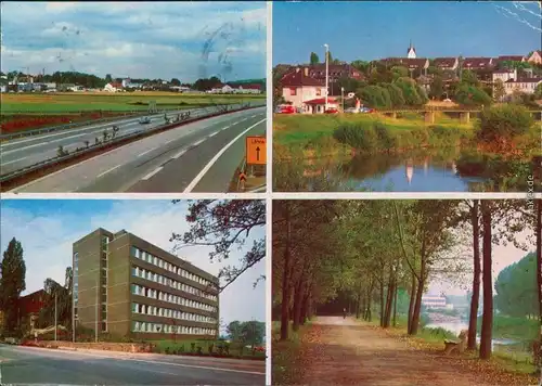 Löhne Autobahn, Blick auf den Bahnhof, Rathaus, Werre-Promenade 1973