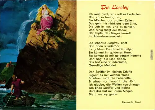 Ansichtskarte St. Goarshausen Loreley mit Gedicht 1997