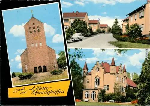 Ansichtskarte Mennighüffe-Löhne Kirche, Ortsmotiv, Schloss 1977