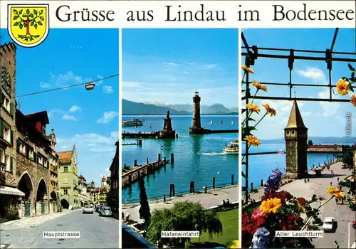 Lindau (Bodensee) Hauptstraße, Hafeneinfahrt, Alter Leuchtturm 1992