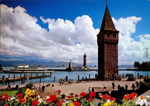 Ansichtskarte Lindau (Bodensee) Hafeneinfahrt mit Mangturm 1989