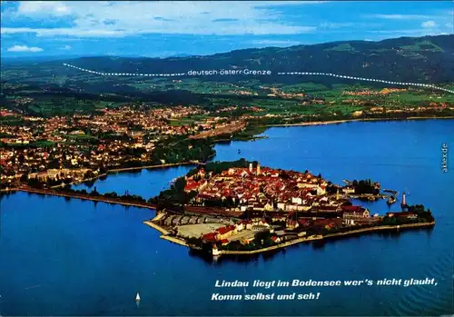 Ansichtskarte Lindau (Bodensee) Luftbild mit Ferieninsel 1988