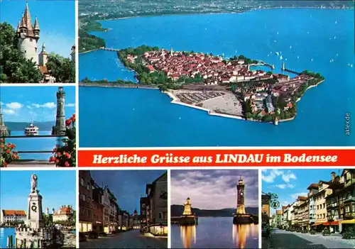 Lindau (Bodensee) Luftbild, Hafeneinfahrt, Denkmal, Ferieninsel, Turm uvm. 1997