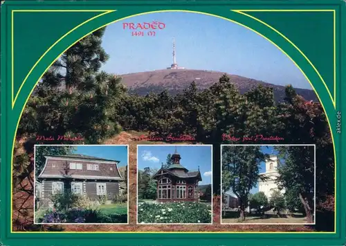 Freiwaldau Jeseník Panorama, Landschaft, Turm, Holzhütte, Pavillon, Kirche 1995