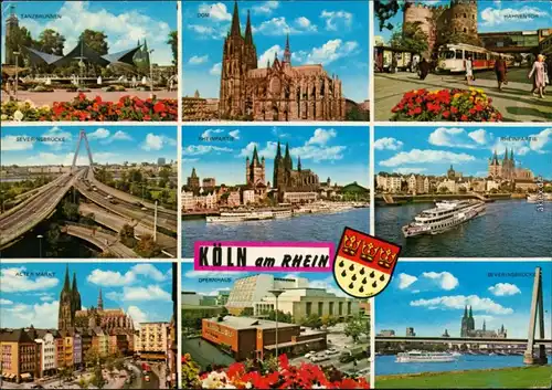 Köln Coellen | Cöln Kölner Dom, Tanzbrunnen, Straßenbahn, Rheinpartie,  1978