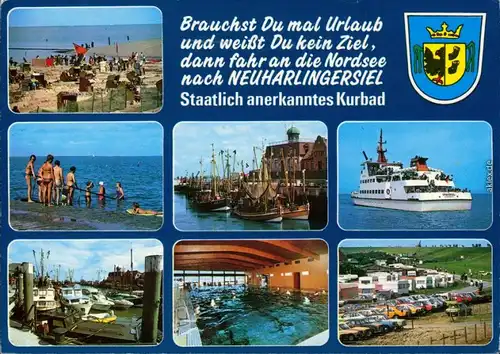 Neuharlingersiel Strand, Badeleben, Hafen, Schiff, Schwimmbad, Campingplatz 1988