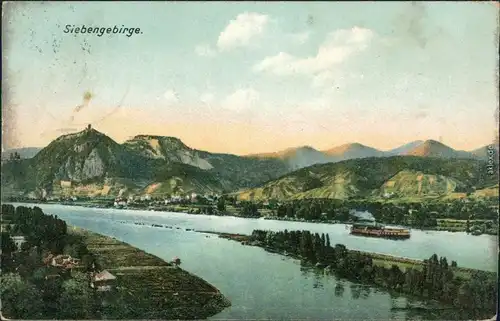 Bad Godesberg-Bonn Panorama mit Burg Drachenfels (Siebengebirge) 1910