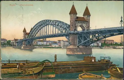 Ansichtskarte Bonn Rheinbrücke 1909 