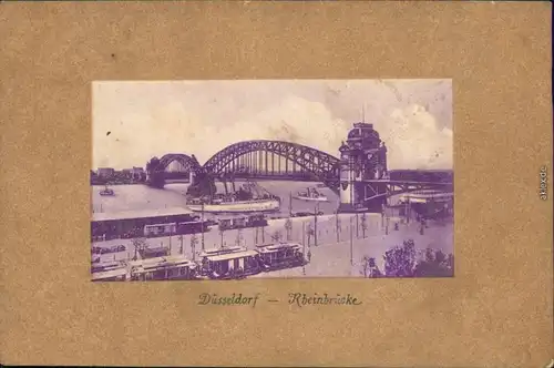 Ansichtskarte Düsseldorf Rheinbrücke mit Dampfer 1909