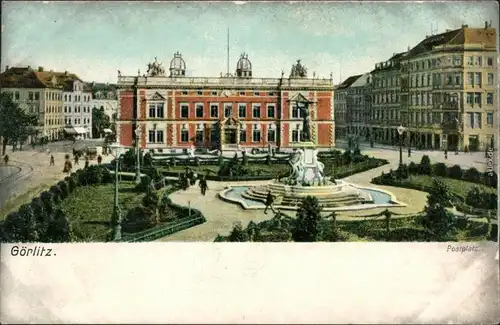 Ansichtskarte Görlitz Zgorzelec Partie am Postplatz 1908 