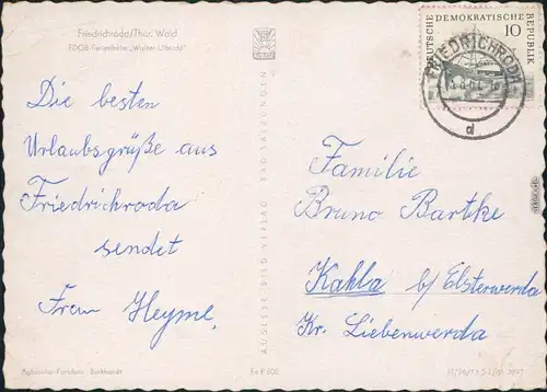 Ansichtskarte Friedrichroda FDGB-Erholungsheim "Walter Ulbricht" 1961