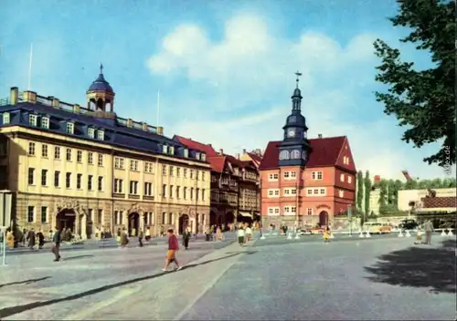 Ansichtskarte Eisenach Schloss und Rathaus am Markt 1968