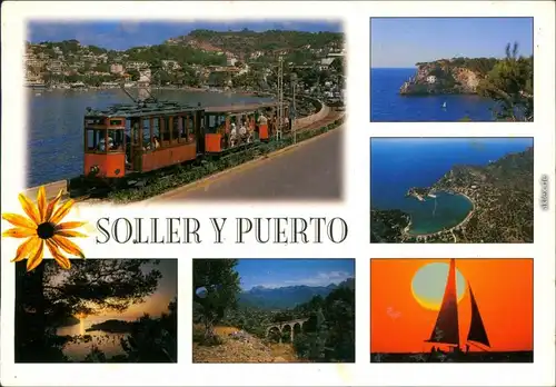 Palma ( de Mallorca) Straßenbahn, Meer, Luftbild, Abendstimmung, Segelboot 1986